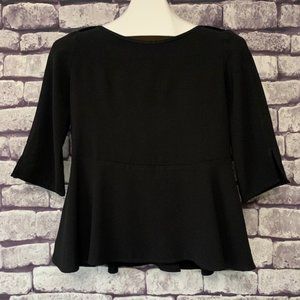 Ann Taylor Black Peplum Style Top Size XSP